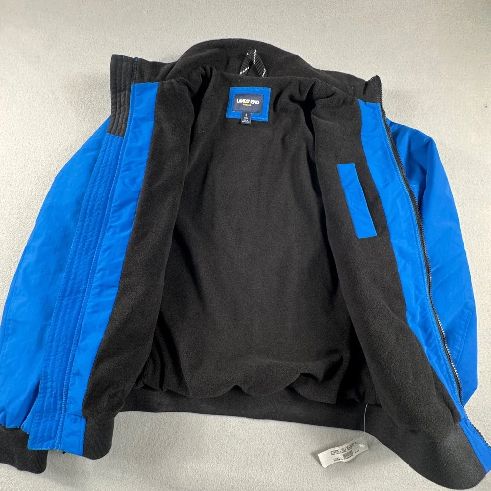 Lands End Squall Bomber Jacket Men's Small Nautical Blue Fleece Lined Full Zip